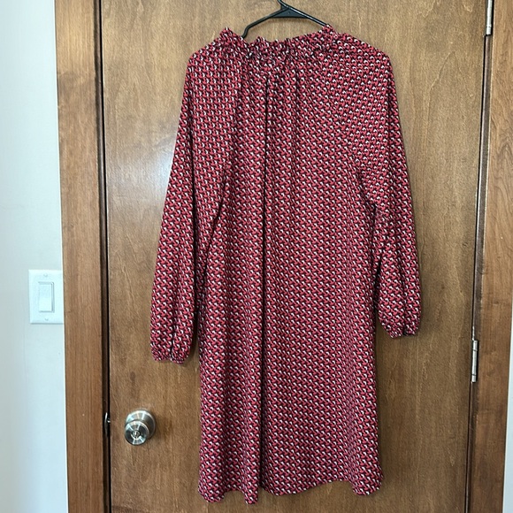 MADE IN ITALY - Luisa Perla Red and Black Geometric Design A-Line Dress - Picture 4 of 6